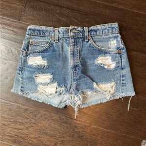 Levi's Blue Distressed Jean Shorts
